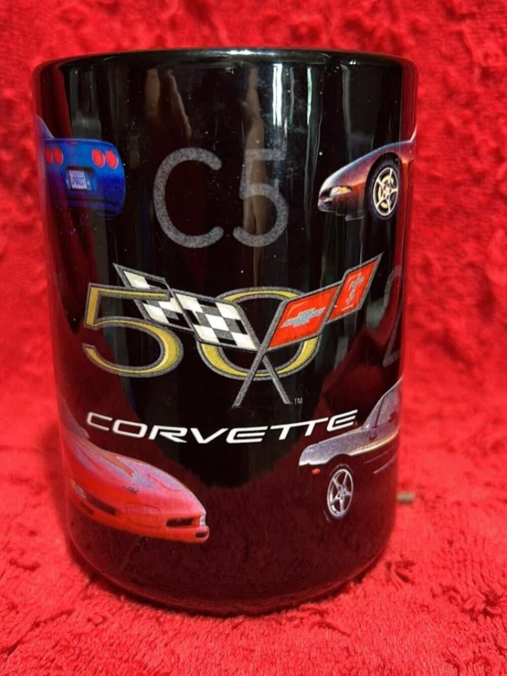 Corvette Coffee Cup Mug C5 50 Years 1997 2003 4.5 " tall Vtg